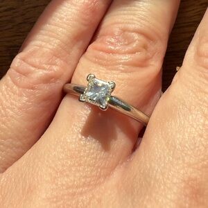 Princess Cut Charles and Colvard Moissanite .50 carat 14K white gold ring size 7
